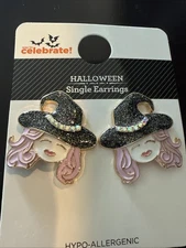 NEW Way To Celebrate Pretty Sparkly Halloween Witch Earrings