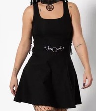 Killstar Thunderstruck O-Ring Dress Black Metal Gothic Alternative Size Medium