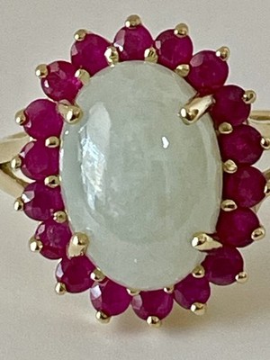 14K Gelbgold Opal Rubin Damen Ring Größe 7,5 STS 6 Gramm  