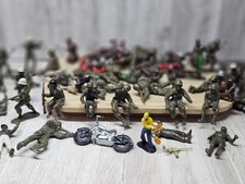 Vintage 57 Pc Plastic Army Men Lot 1960s 1970s Soldiers Motorcycle Painted