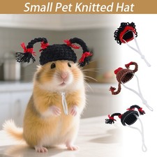 Small Pet Knitted Hat Halloween Hamster Bird Adjustable Strap Hat Cosplay Props.