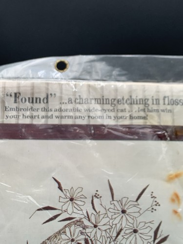 Vintage 1977 Paragon Nadel Handwerk "gefunden" Katze mit breiten Augen Kit 12" x 16"  - Bild 4 von 7