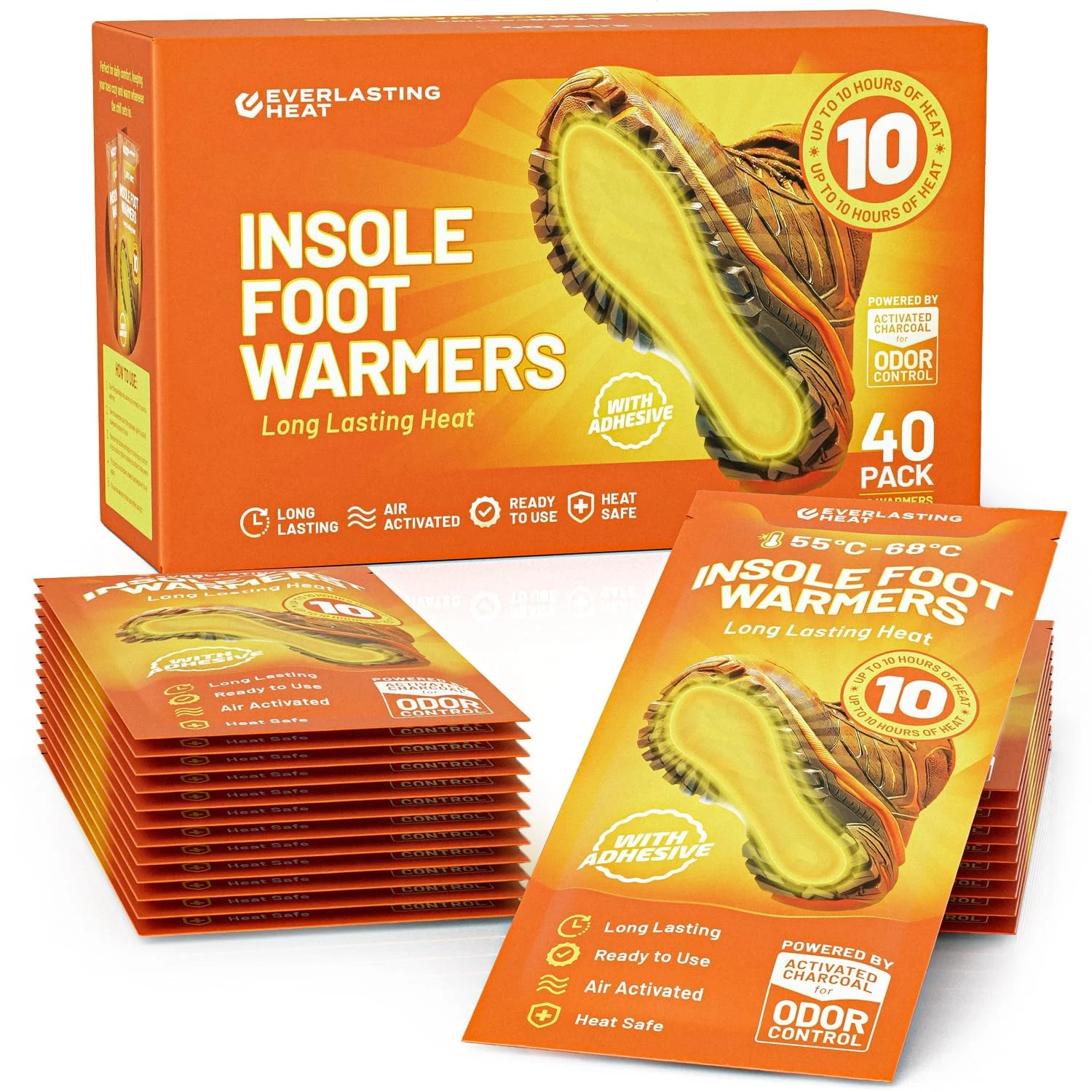 Insole Foot Warmers – 40 Pack | 10+ Hour Air-Activated Foot Warmers Disposabl...