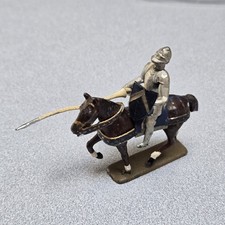 Vintage Cast Metal Tin Knight On Horseback With Lance Jousting