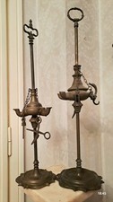 2 LAMPADA LUCERNA FIORENTINA D'EPOCA OTTONE BRONZO 