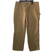 Carhartt Mens Work Pants 38x32 Tan Brown B11CBR Canvas Carpenter Grunge Worn