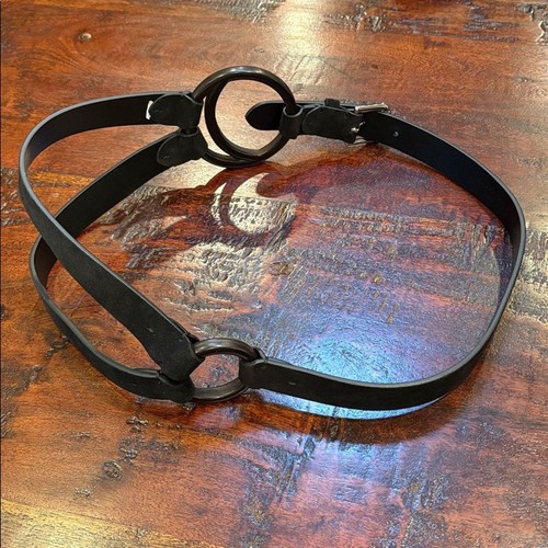 Ralph Lauren Tri-Strap Equestrian Stirrup Black Suede Belt Made in Italy Large - Picture 3 of 10