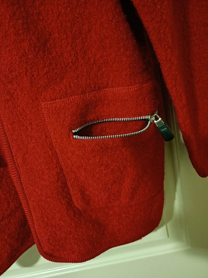 Chaqueta Abrigo Talla Med Vintage J. Percy Marvin Richards Lana Cremallera Completa - Roja Foto 2 de 4
