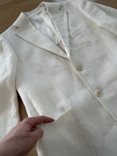 RICHARD JAMES Cream Linen Tailored Blazer Size 48 - Picture 3 of 24
