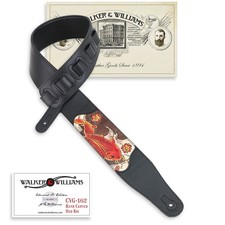 Walker  Williams CVG-162 Black Padded Guitar Strap with Hand Tooled Red And ...