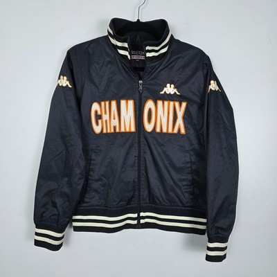 Kappa Chamonix Track Jacket Black White Orange Logo Athletic Bomber Style