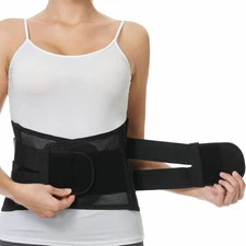 NeoTech Care Adjustable Double Pull Lumbar Brace/Lower Back Belt (Black, Size XX