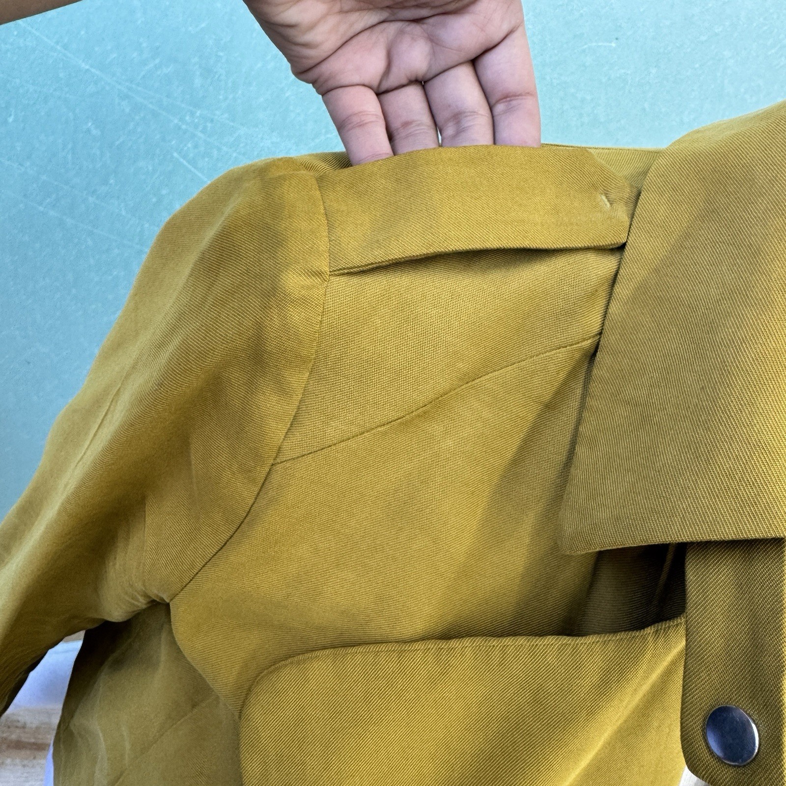 Zara Basic Mustard Yellow Waterfall Drape Front J… - image 4