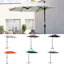 2m Half Balcony Parasol Market Umbrella w/ Double-Sided Canopy, Base