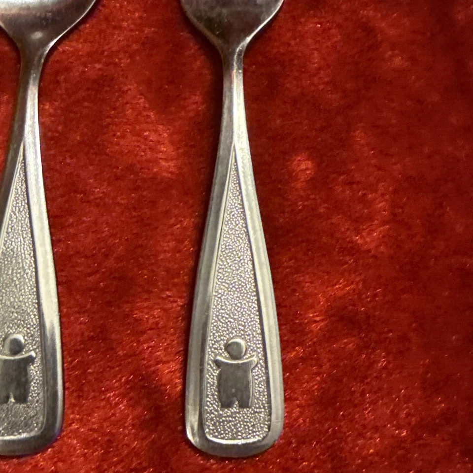 Juego de tenedores cuchara bebé vintage de acero inoxidable de lujo de los primeros años 80 Foto 3 de 4