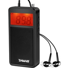 ZHIWHIS Portable Radio, AM FM Receiver, DSP Small Pocket Radios Black