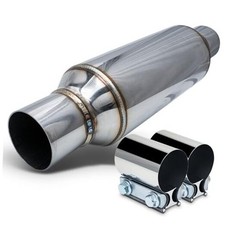 Single Chamber Muffler, 2.5" Inside Inlet and Outlet Universal Stainless