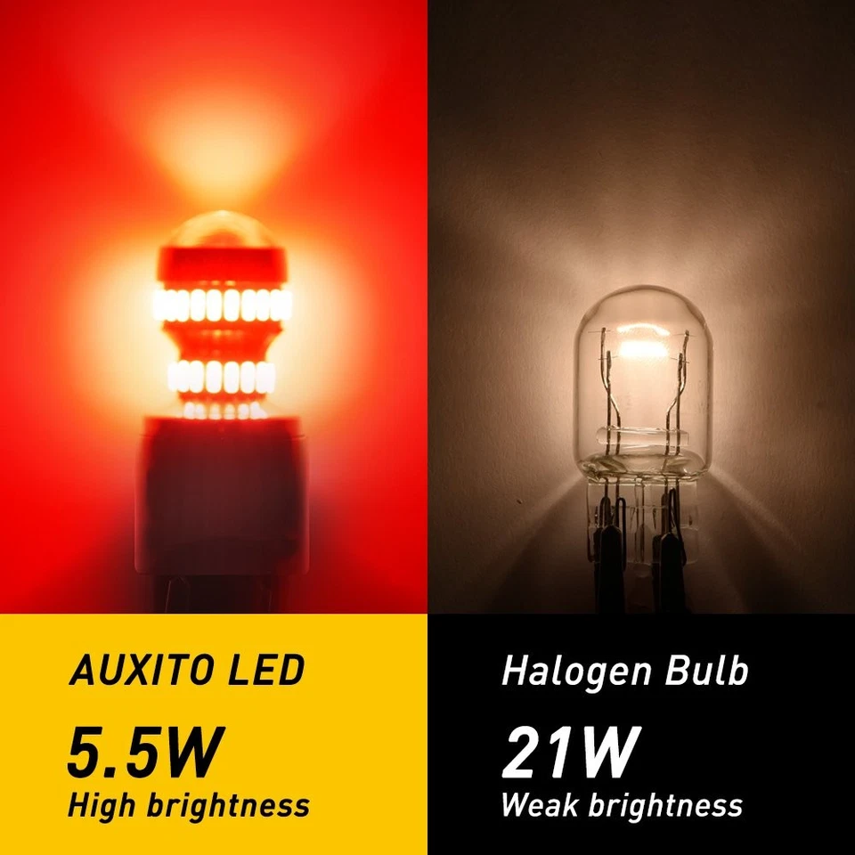 AUXITO 7443 7444 LED Luz Intermitente Trasera Rojo Puro Súper Brillante Foto 3 de 4