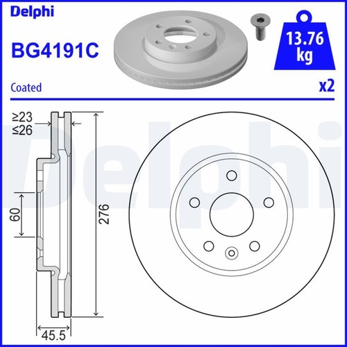 DELPHI Bremsenset Bremsscheiben & Beläge Vorne für Opel - Bild 2 von 10