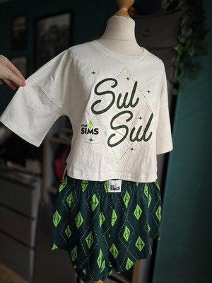 UK 4-10 XXS Viral The Sims x Primark Short Pyjamas Set Sul sul green diamond pjs