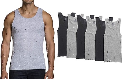 Fruit of the Loom Men's A-Shirts 4-Pack Tanks Size 3XL Black/Gray or Assorted