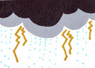 ACEO Acrylic Art Card - Rain Clouds - Lightning - Weather 2.5x3.5