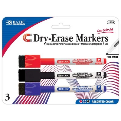 BAZIC Magnetic Dry Erase Marker Assorted Color Fine Tip, Whiteboard Pens Markers