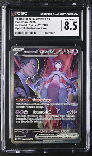 CGC 8.5 Team Rocket's Mewtwo ex 231/182 SIR Destined Rivals DRI Pokemon Karte