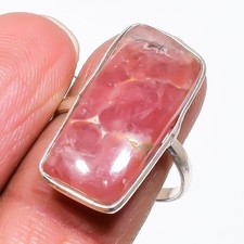 Rhodochrosite Gemstone 925 Sterling Silver Jewelry Ring Size Adjustable p373