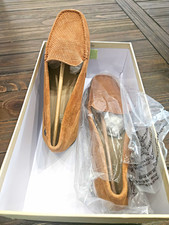 NYDJ Women's Suede Loafer Flats Brown Cognac Slip-On Comfort US 9