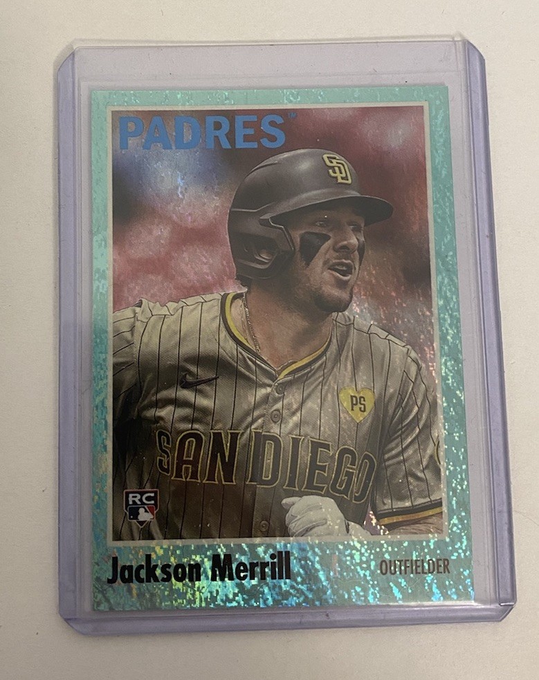 2024 Topps Archives - 1970 Topps Jackson Merrill #156 (RC)Aqua Sparkle 70/75