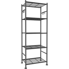 Storage Shelves - 5-Tier Large Capacity Shelf Organizer with Hooks