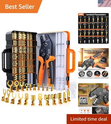Compact Crimping Tool Set: 420PCS Spade Connectors & 270PCS Insulation Sleeves
