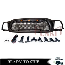 Front Bumper Grille For 2001-2004 Tacoma Honeycomb Grill w / 3 Amber LED Lights