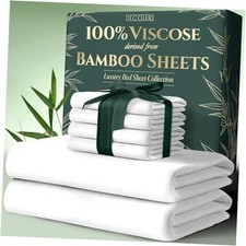 100 Viscose Derived from Bamboo Sheets Size 6pcs - Ultra Soft  Full White