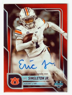 2025 Bowman U Orange Refractor Auto 25/25 (Bookend 1/1) Eric Singleton Jr Auburn