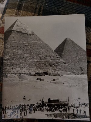 1966  GIZA PYRAMIDS PHOTO ANCIENT PAPYRUS BOAT EGYPT STRUCTURES PHARAOH SPHINX 