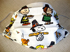 FACE MASK - ADULT - "CHARLIE BROWN THANKSGIVING" - NEW - REVERSIBLE - HOMEMADE