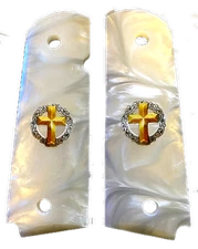 1911 grips fits COLT Springfield Rock Island + Clones One Off Cross SPECIAL wht