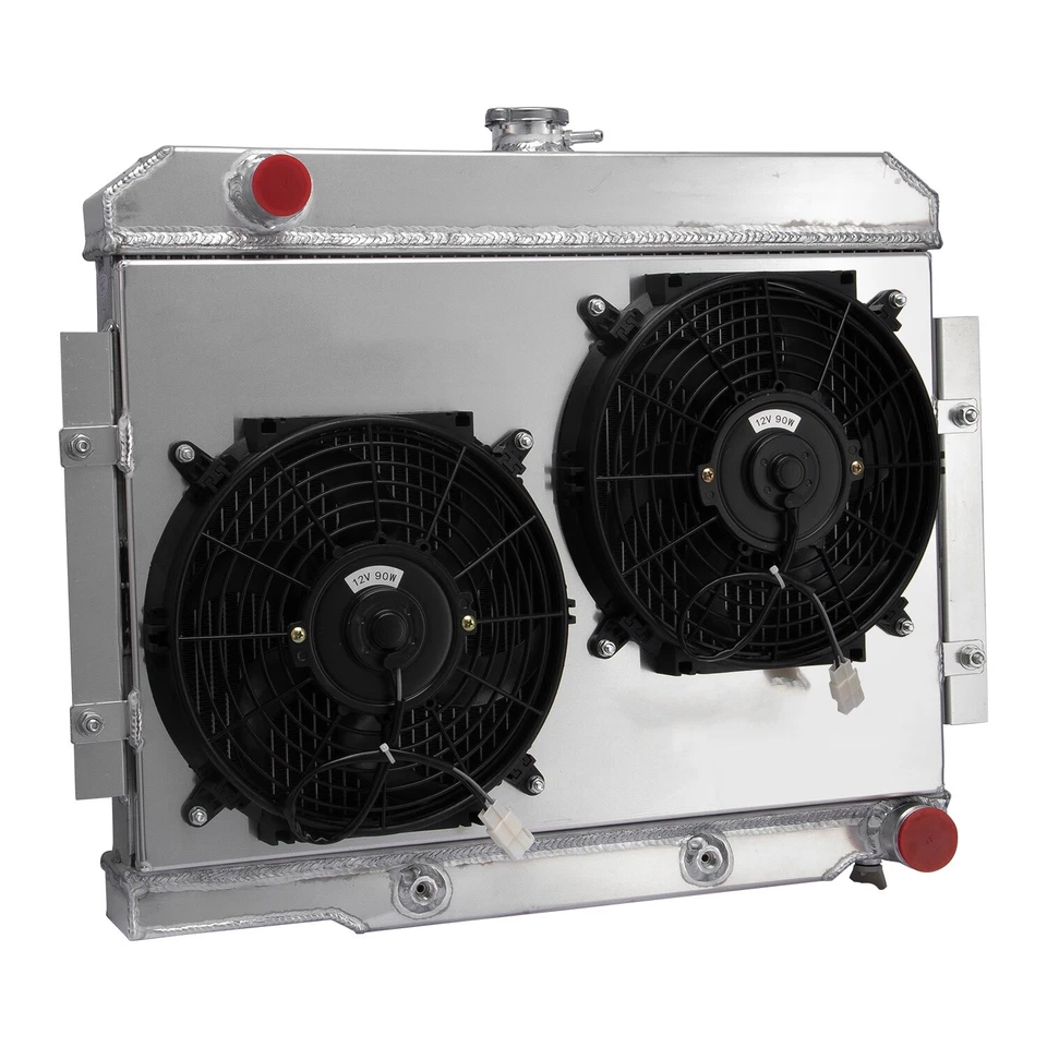 CC1919 3-Row Radiator+Shroud Fan For 1972-1986 1982 Jeep CJ5 CJ6 CJ7 GM Chevy V8 Foto 2 de 4
