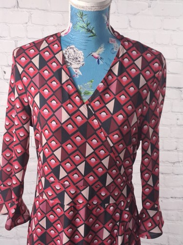 Womens Next Mock Wrap Dress Size 8 Red Mix - Picture 3 of 10