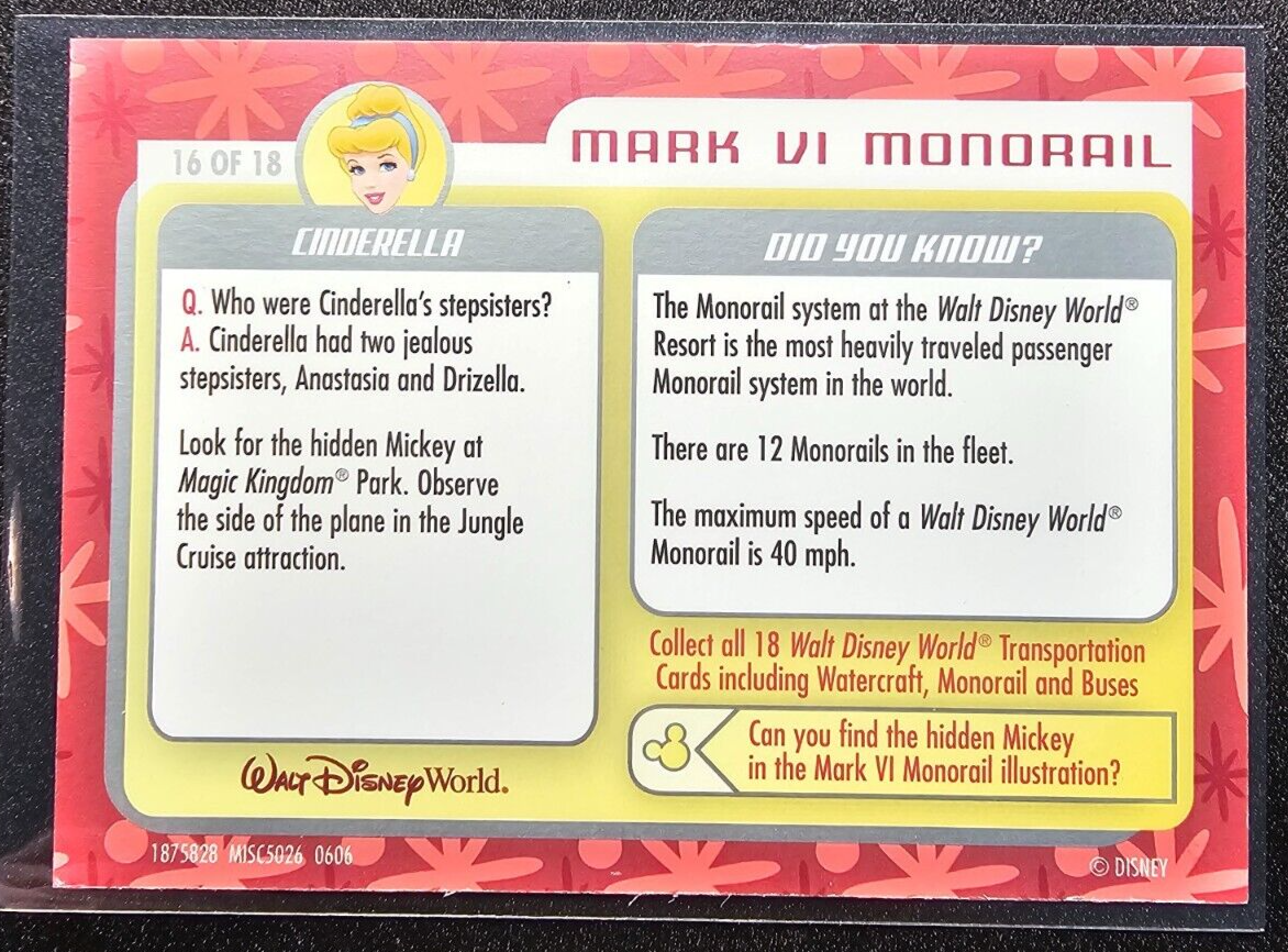 Official Walt Disney World Transportation Mark VI Monorail