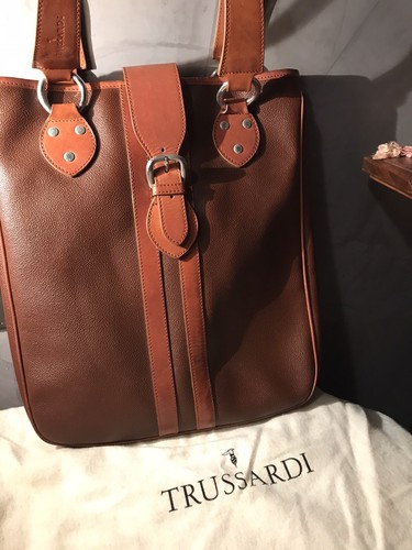 Borsa Originale Trussardi In Cuoio Con 2 Manici Lunghi E Dust Bag Usata  Poco | eBay