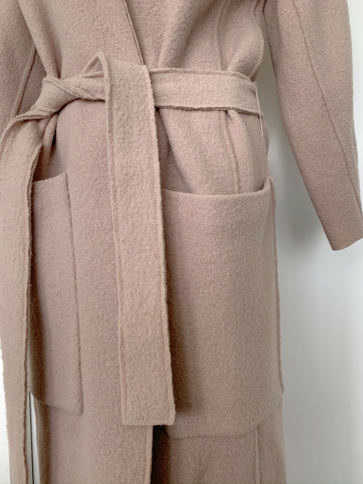 MAJE BLUSH BOILED WOOL LONG WRAP COAT, 1, $1050 - Picture 7 of 12