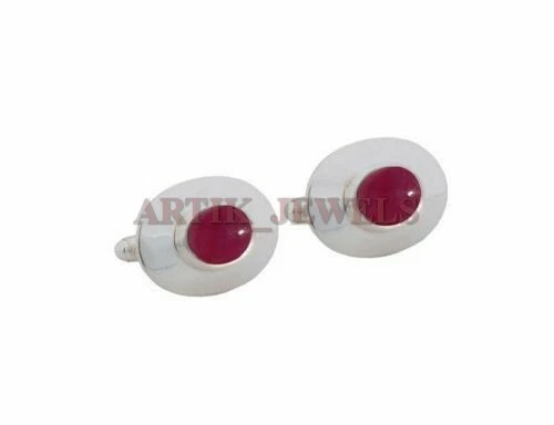 Heated Ruby Gemstone with 925 Sterling Silver Cufflink #2562 - Image 3 of 3