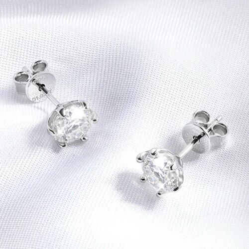 1ct D Color VVS1 Round Moissanite Women's Stud Earrings 925 Sterling Silver GRA - Picture 5 of 12