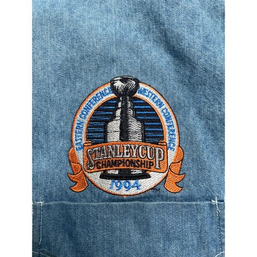 VTG 1994 Stanley Cup Conference Denim Button-Up Shirt NHL Hockey Embroidered L - Picture 3 of 9