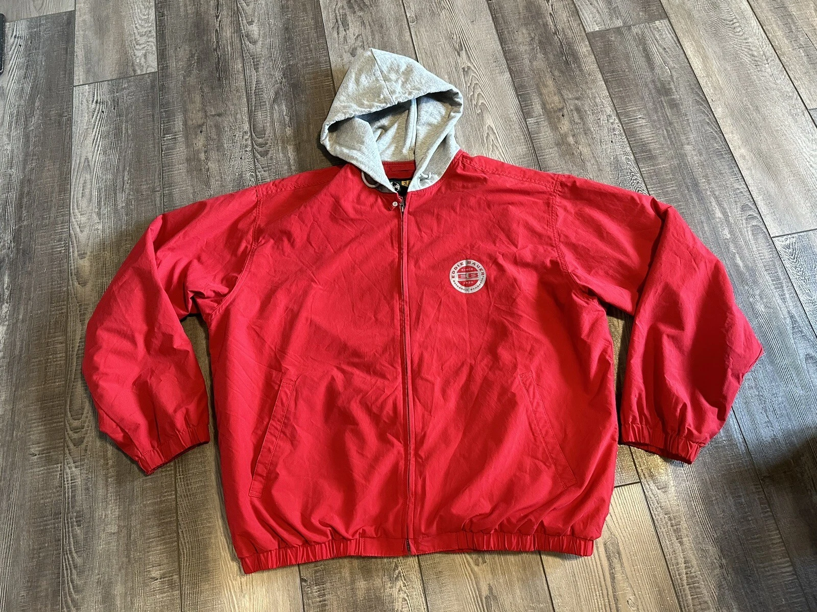 Eddie Bauer EBTEK Mens Hoodie Jacket Red Grey Mens Size Large Tall