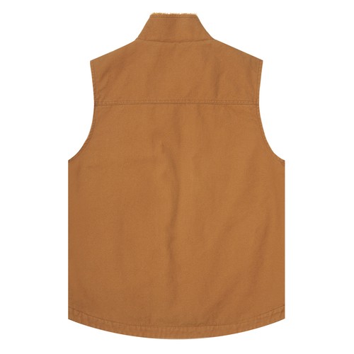 HISEA Men's Washed Duck Sherpa-Lined Vest Mock-Neck Outerwear Work Utility Vests - Picture 25 of 46