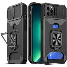 Wallet Case Slide Camera Cover Back Case For iPhone 14 14 Plus 14 Pro Pro Max